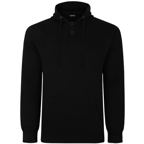 Bigdude Buttoned Pullover Hoody Black